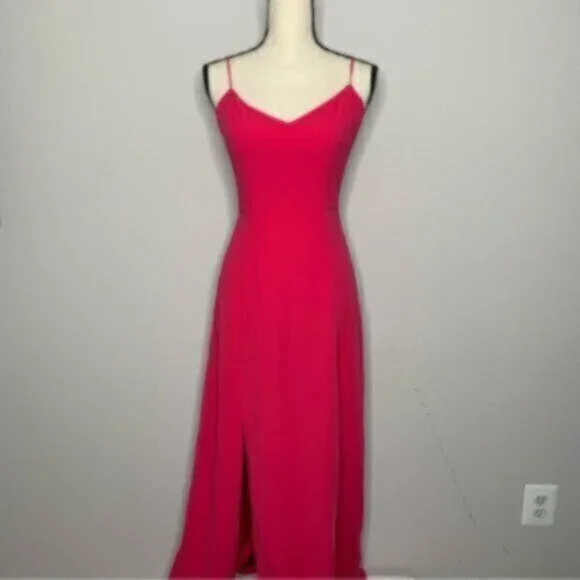 NWT J. Crew Pink Drapey Spaghetti Strap Maxi Dress With Side Slit - Picture 7 of 14